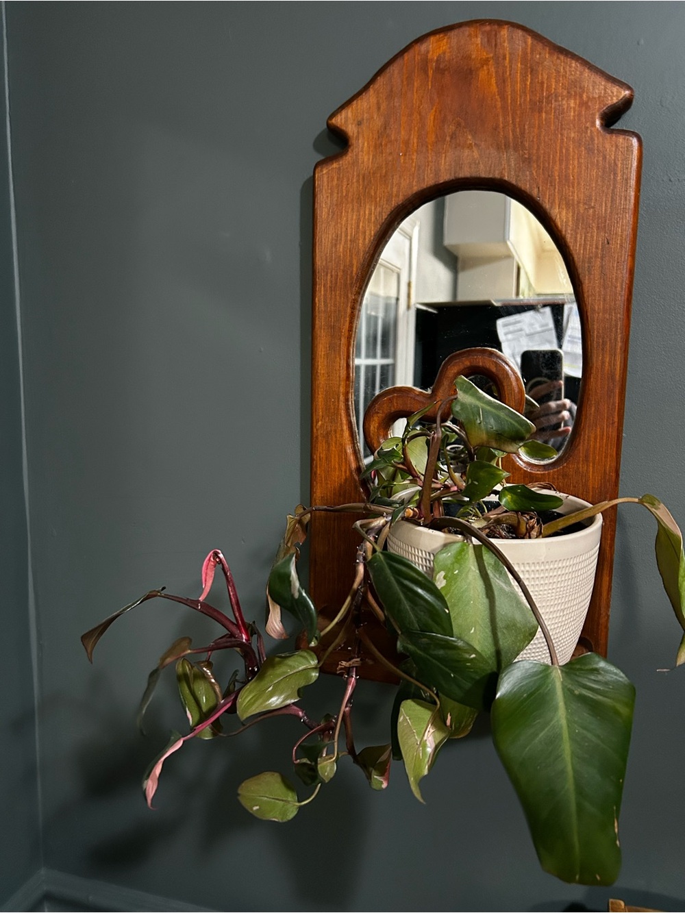 Wood Wall Mirror with display shelf